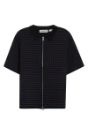 Zankov Lorenzo Geo Jacquard Zip Polo In Beetle Multi