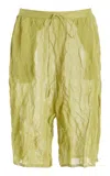 Zankov Lou Crinckled Origami Long Shorts In Olive