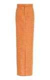 Zankov Ludivine Microcheck Vichy Maxi Skirt In Orange