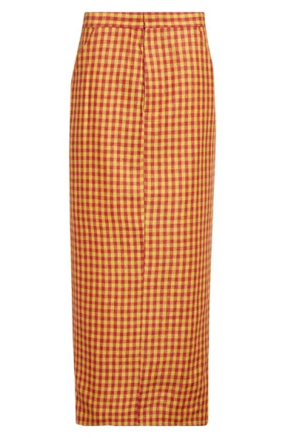 Zankov Luduvine Check Linen Maxi Skirt