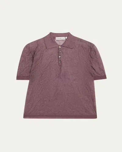 Zankov Luke Crinkle Polo Shirt In Gamay