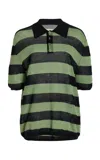 Zankov Luke Open Knit Merino Wool Polo In Green