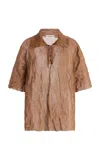 Zankov Luke Metallic Cotton-modal Top In Brown