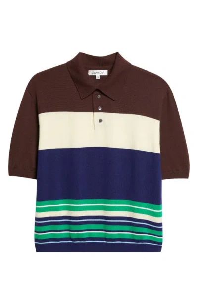 Zankov Luke Stripe Merino Wool Polo In Multi