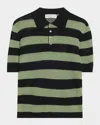 Zankov Luke Open Knit Merino Wool Polo In Black Multi
