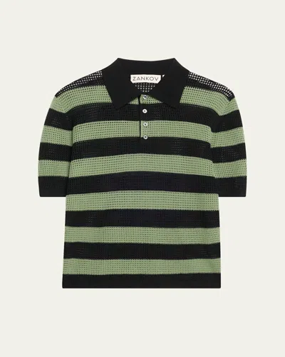 ZANKOV LUKE STRIPE MERINO WOOL POLO TOP