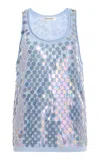 Zankov Lutecia Embellished Wool-cashmere Tank In Blue