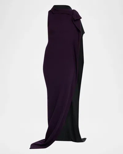Zankov Magdalena Draped Maxi Dress In Purple