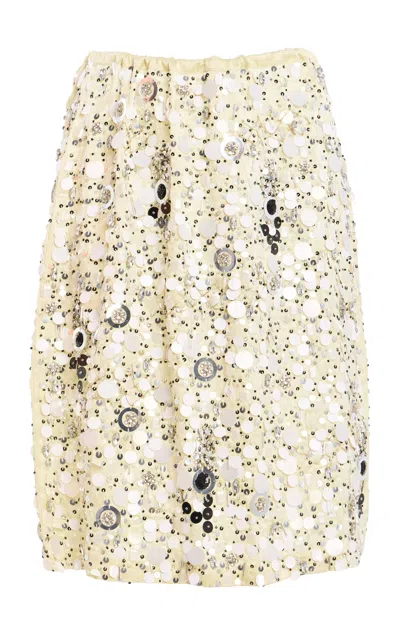 Zankov Marcella Silk Midi Skirt In Neutral