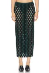 Zankov Marshall Openwork Wool Midi Sweater Skirt In Eucalyptus & Black