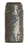 Zankov Matteo Embellished Wool-cashmere Skirt In Green