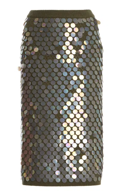 Zankov Matteo Embellished Wool-cashmere Skirt In Green