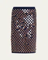 Zankov Matteo Sequined Wool-blend Pencil Skirt In Navy/chocolate