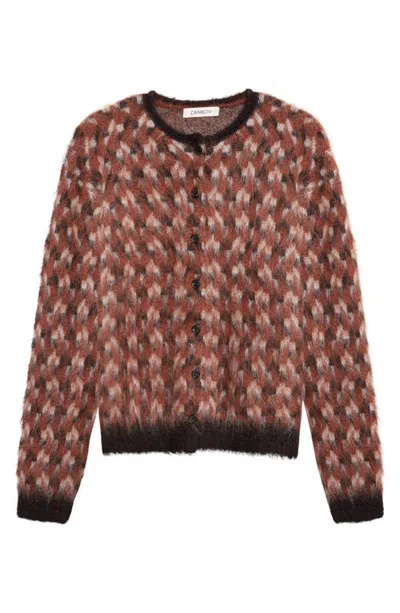 Zankov Mattieu Brushed Mohair & Alpaca Blend Jacquard Cardigan In Brown