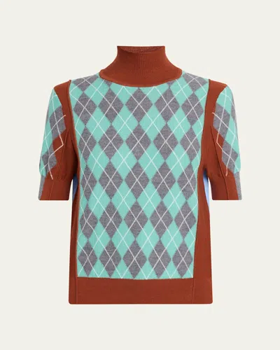 Zankov Melani Argyle Turtleneck Top In Multi