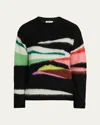 Zankov Men's Abstract Intarsia Brushed Mohair Crewneck Sweater In Multi