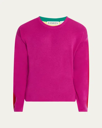 Zankov Men's Colorblock Wool Sweater In Peony Multi