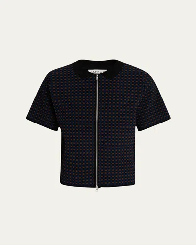 ZANKOV MEN'S GEOMETRIC JACQUARD ZIP SWEATER