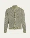 Zankov Men's Jacquard Knit Zip Blouson Jacket In Chrysanthemum Multi