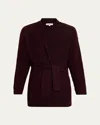 Zankov Men's Marled Merino Wool Belted Cardigan In Burgundy