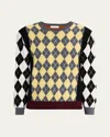 Zankov Men's Merino Wool Color-block Argyle Crewneck Sweater In Multi