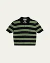 Zankov Men's Mesh Block Stripe Polo Shirt In Black Multi