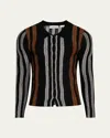 Zankov Men's Metallic Stripe Button-down Sweater In Black Multi