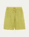 Zankov Men's Origami Crinkled Shorts In Peridot