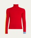 Zankov Men's Turtleneck With Colorblock Sleeves In Cherry