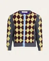 Zankov Men's Wool Argyle Color-block Cardigan In Multi