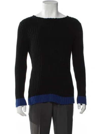 Pre-owned Zankov Merino Wool Bateau Neckline Sweater In Black