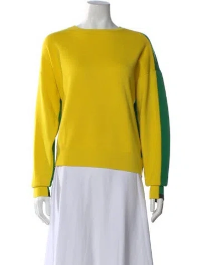 Pre-owned Zankov Merino Wool Colorblock Pattern Sweater In Yellow