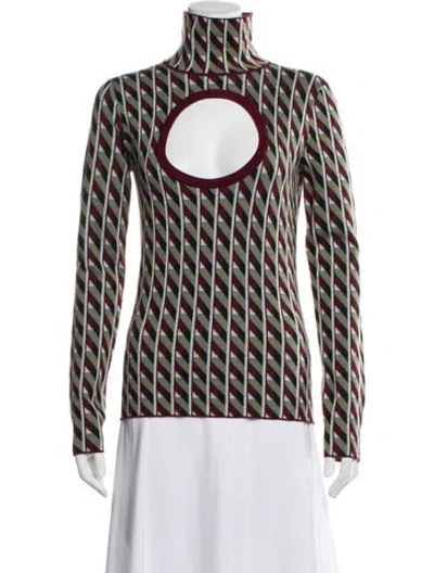 Pre-owned Zankov Merino Wool Printed Sweater In Green