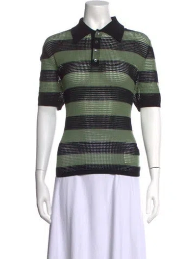 Pre-owned Zankov Merino Wool Striped Sweater In Green