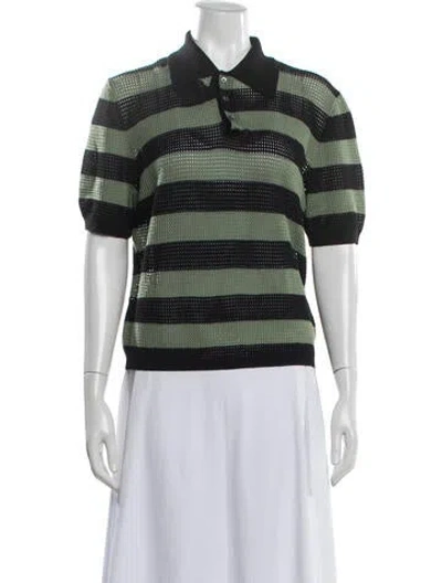 Pre-owned Zankov Merino Wool Striped Sweater In Green