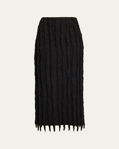 Zankov Merino Wool/silk Pleated Maxi Skirt In Black
