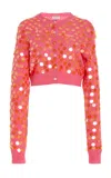 Zankov Mina Pailette-embellished Cropped Cardigan In Pink