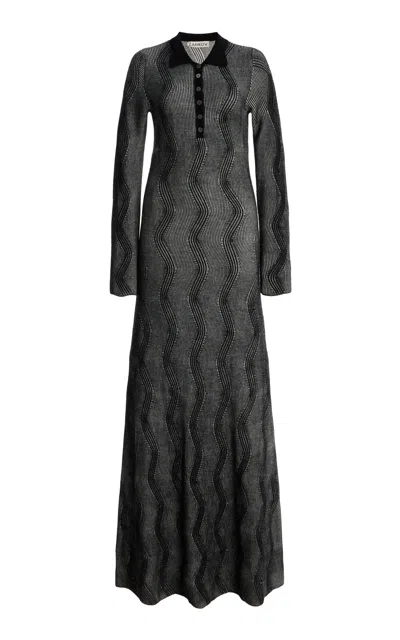 Zankov Mirabelle Jacquard-knit Merino Wool Maxi Dress In Black,white