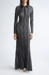 Zankov Mirabelle Long Sleeve Rib Merino Wool Maxi Sweater Dress In Gray