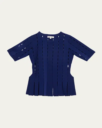 Zankov Murphy Laser-cut Peplum Top In Blue