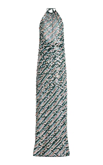 Zankov Naomi Halter Wool-cashmere Dress In Green