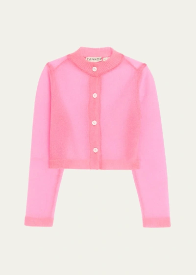 Zankov Nelson Cropped Cardigan In Electric Pink