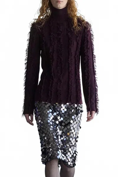 Zankov Nico Shredded Intarsia Turtle Top In Pineau In Brown