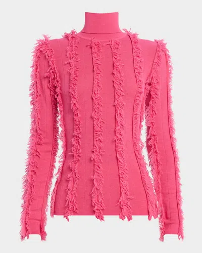 Zankov Nico Shredded Turtleneck Sweater In Tulip