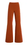 Zankov Patricia Colorblocked Merino Wool Flared Pants In Brown