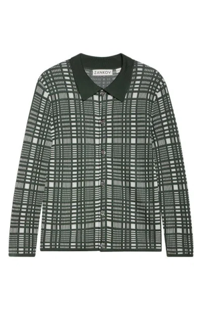 Zankov Patrique Geo Jacquard Cardigan In Green