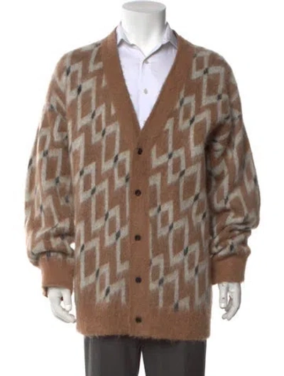 Pre-owned Zankov Patterned V-neck Cardigan In Brown/neutrals