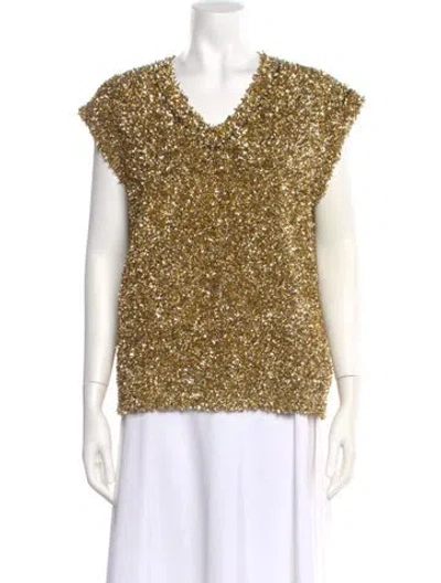 Pre-owned Zankov Patterned V-neck Top