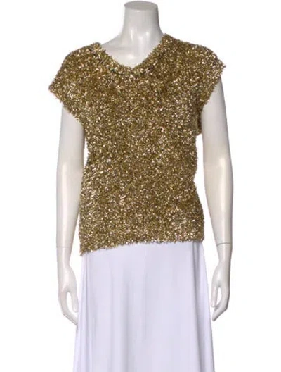 Pre-owned Zankov Patterned V-neck Top In Multi