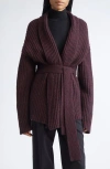 Zankov Paulina Rib Merino Wool Wrap Cardigan In Purple